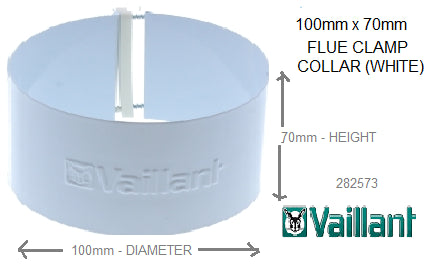 NEW VAILLANT 100mm X 70mm BOILER FLUE CLAMP COLLAR WHITE 282573
