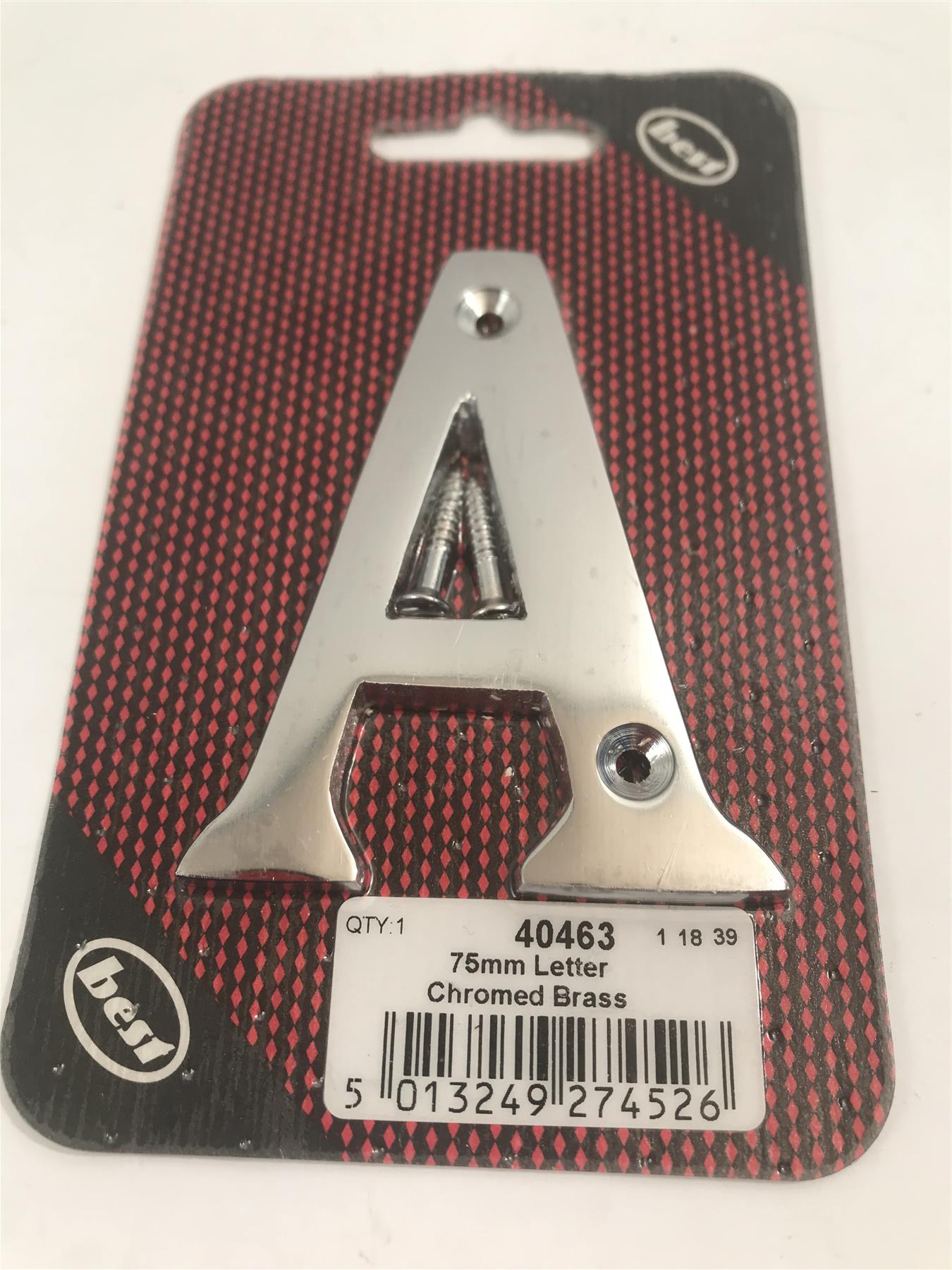75mm 3"  Chromed Brass Letter A  -  40463