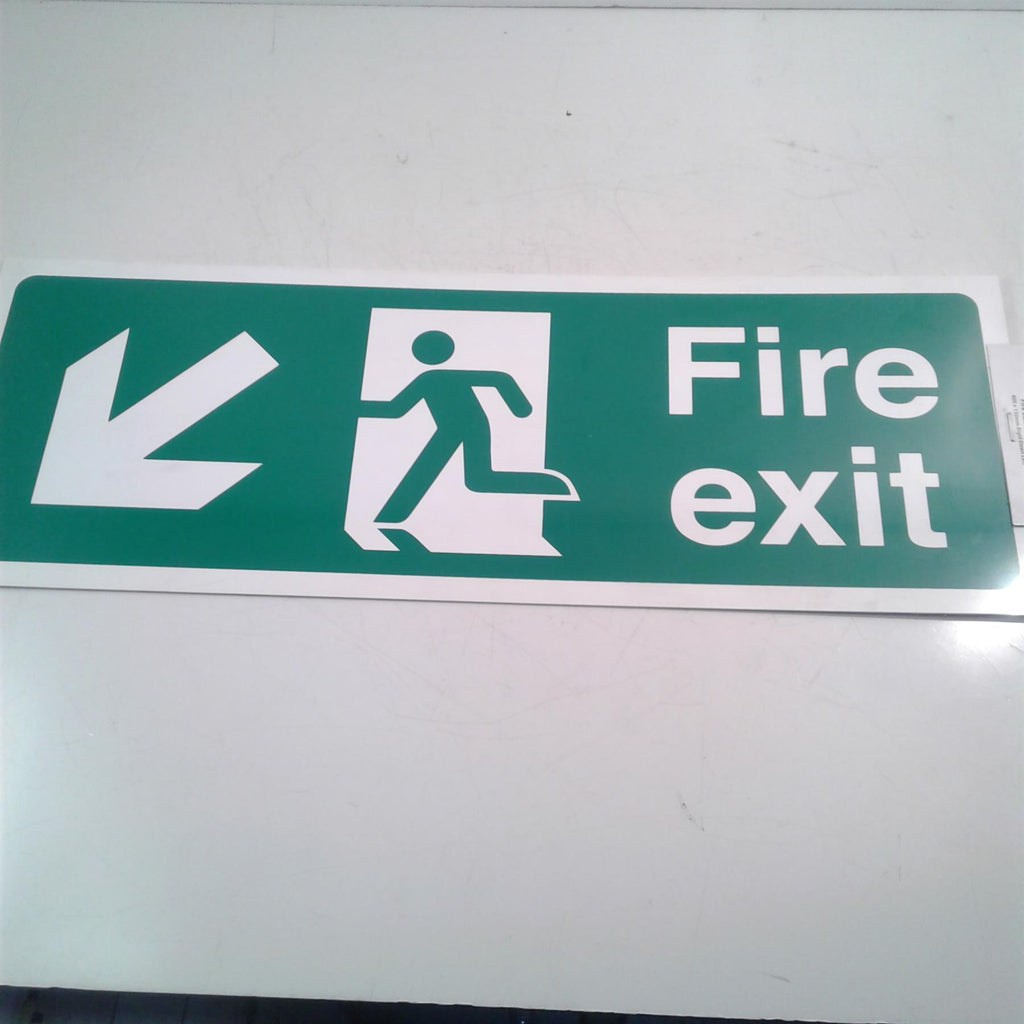Fixman Fire Exit Arrow Sign 400 x 150mm Rigid Down Left 326268