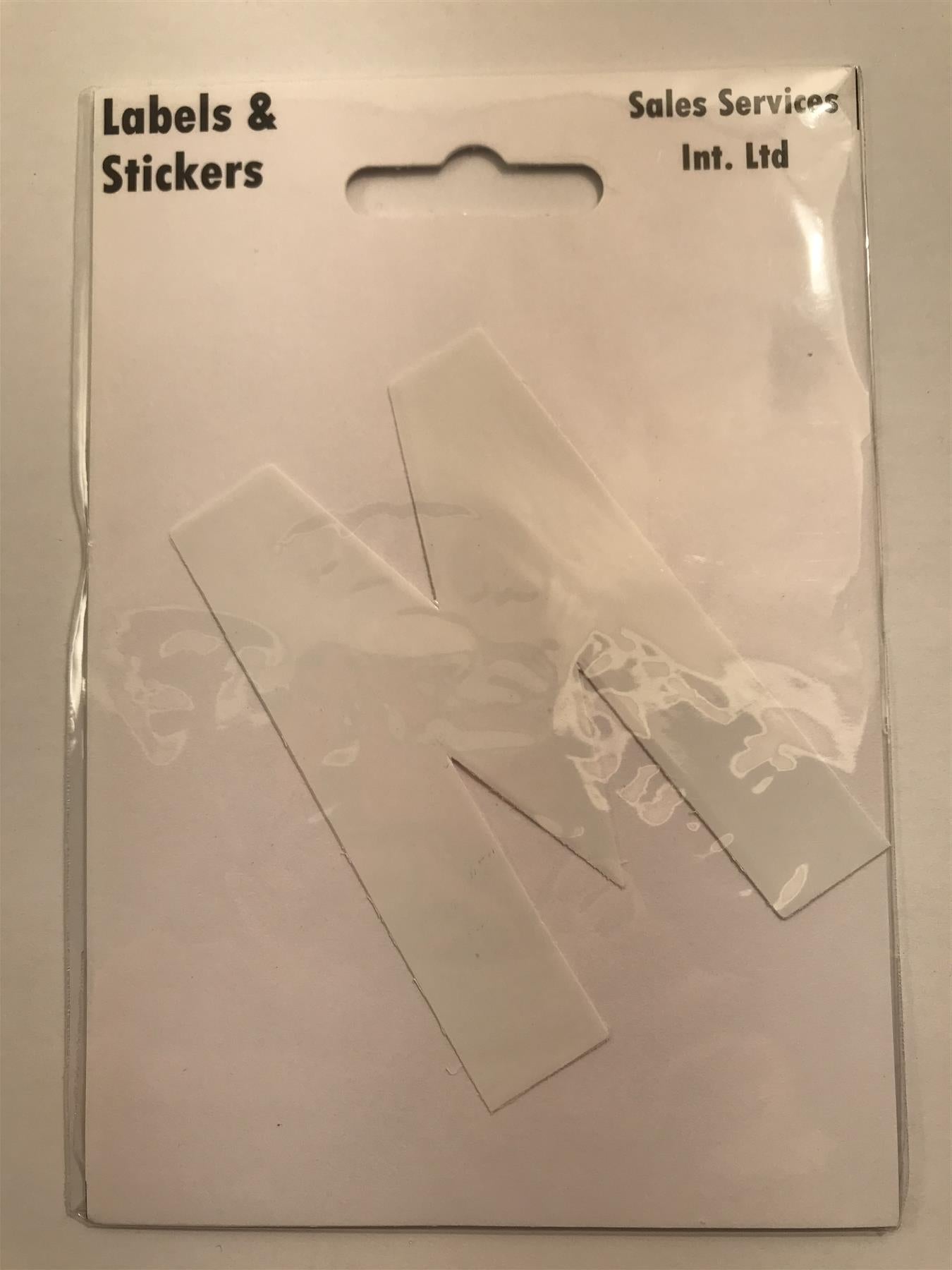 White Letter M Self  Adhesive Waterproof Sticker 8 x 6cm