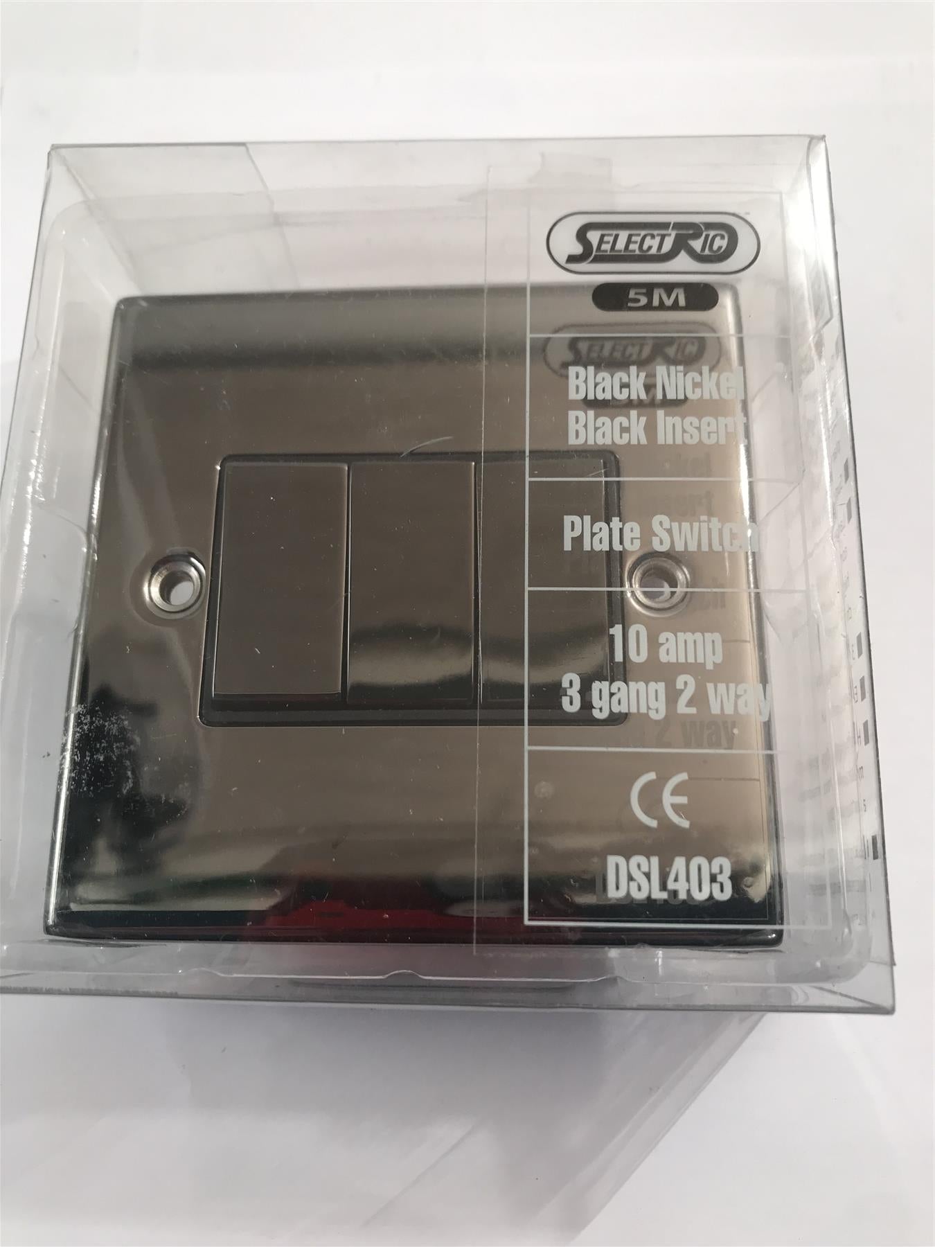 Black Nickel Black Insert Plate Switch 10A 3 Gang 2 Way  DSL403