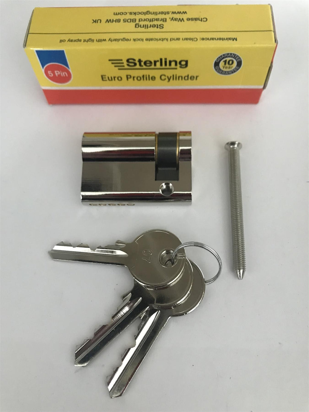 Sterling ESN3511 Single Euro 5 Pin Cylinder 46mm (35x11), Polished Nickel