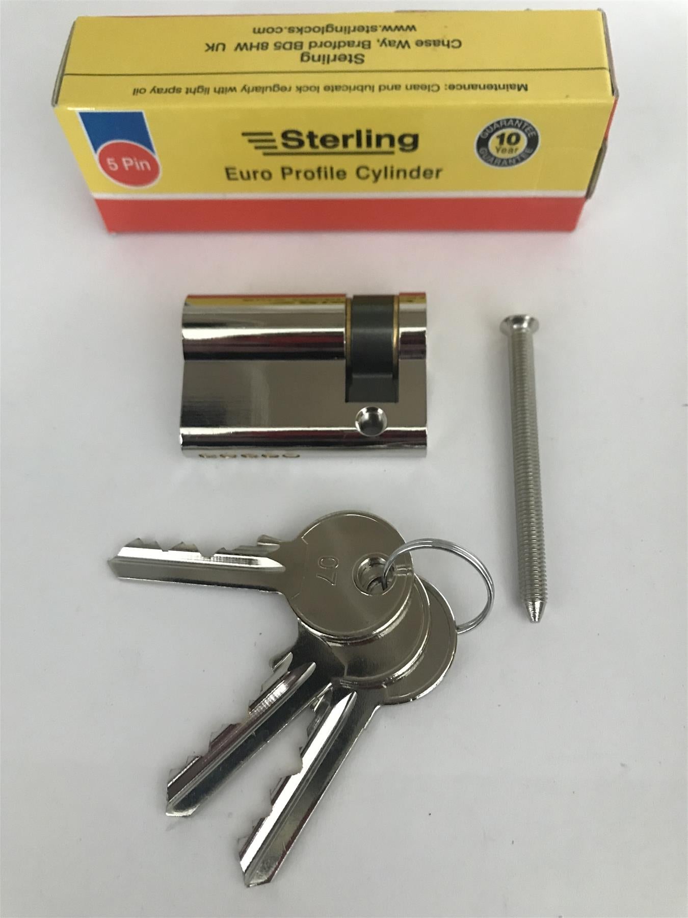 Sterling ESN3511 Single Euro 5 Pin Cylinder 46mm (35x11), Polished Nickel