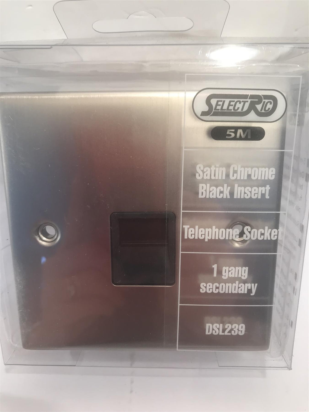 Satin Chrome Black Insert Telephone Socket 1 Gang Secondary DSL239