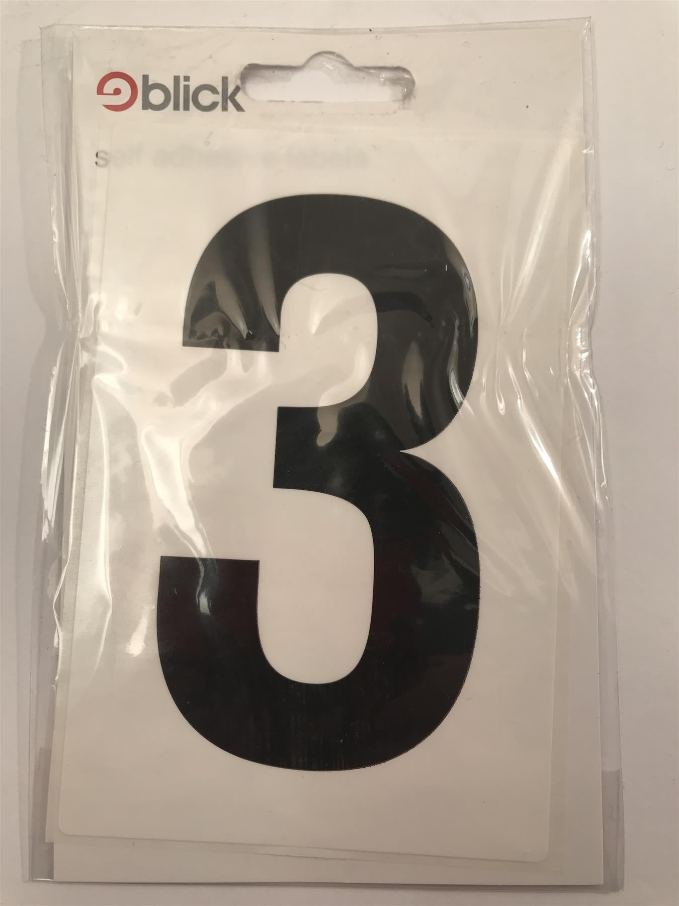 Blick Wheelie Bin Number 3 Black on White Self Adhesive Label 5" x 3 1/2"