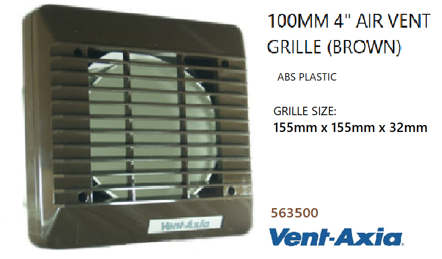 NEW VENT AXIA 100MM AIR VENT GRILLE EXTERIOR BROWN 563500