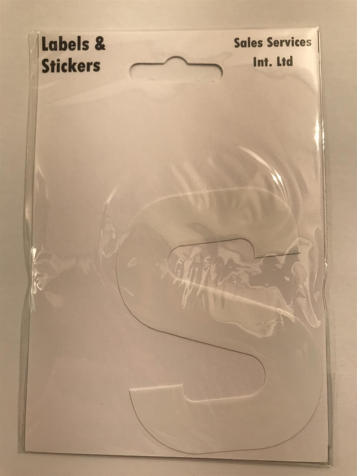 White Letter S Self  Adhesive Waterproof Sticker 8 x 6cm