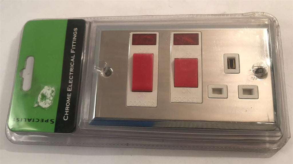 Specialist 45 Amp Cooker Unit 13amp Switched Sock & Neon White Insert SEC19W