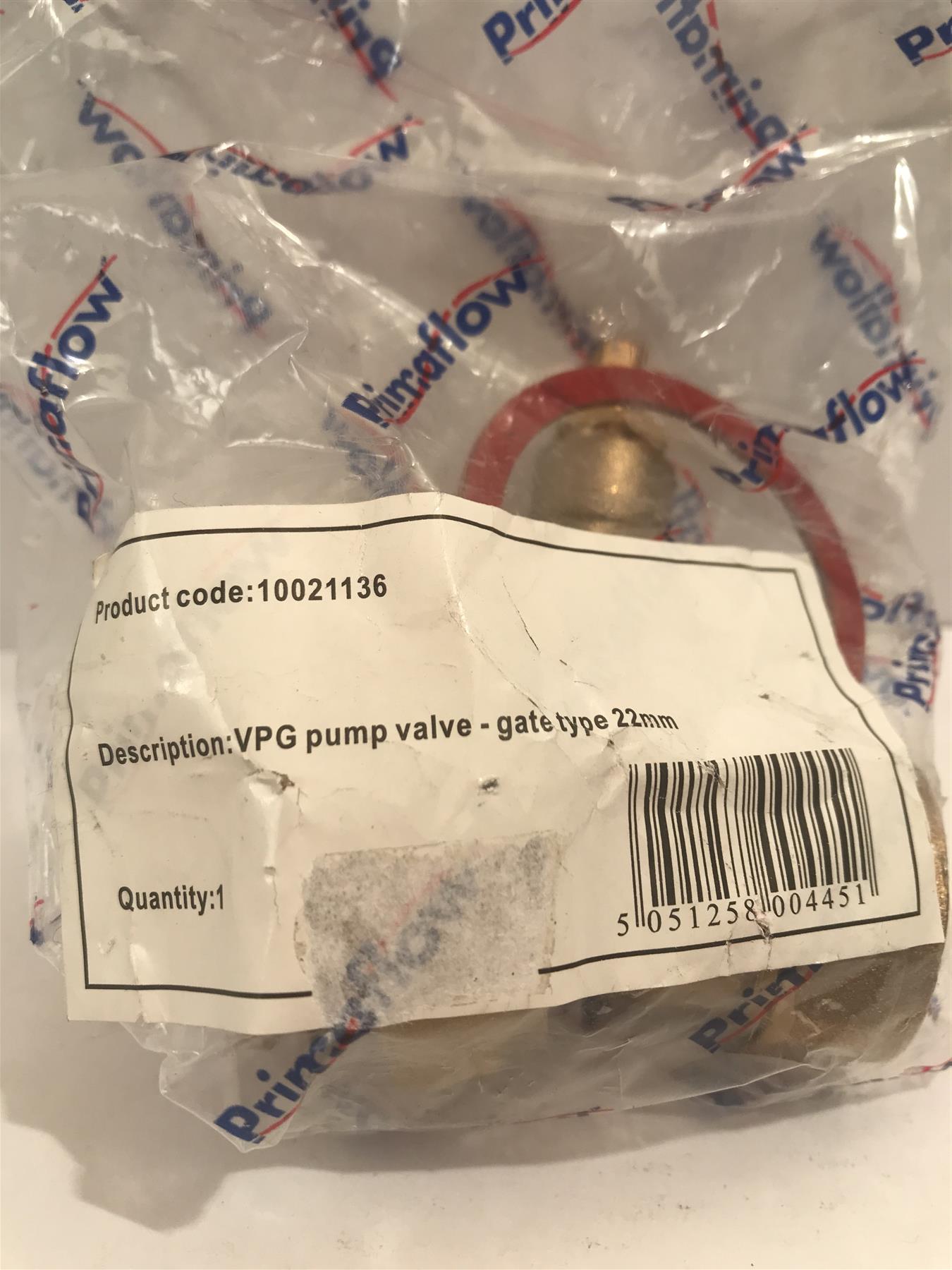 Primaflow VPG Pump Valve - Gate Type 22mm  10021136