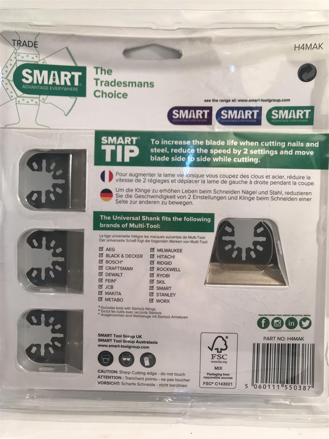 Smart H4MAK 4 pc  Multi Tool Blade Set