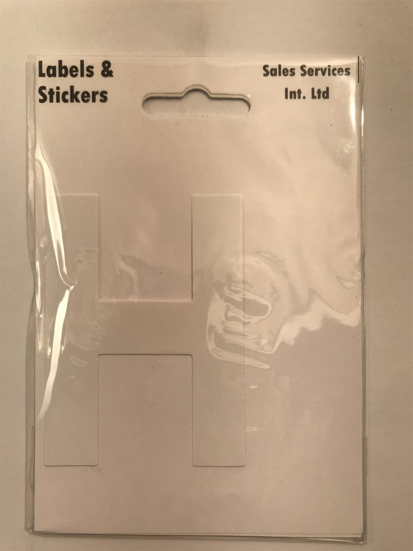White Letter H Self  Adhesive Waterproof Sticker 8 x 6cm