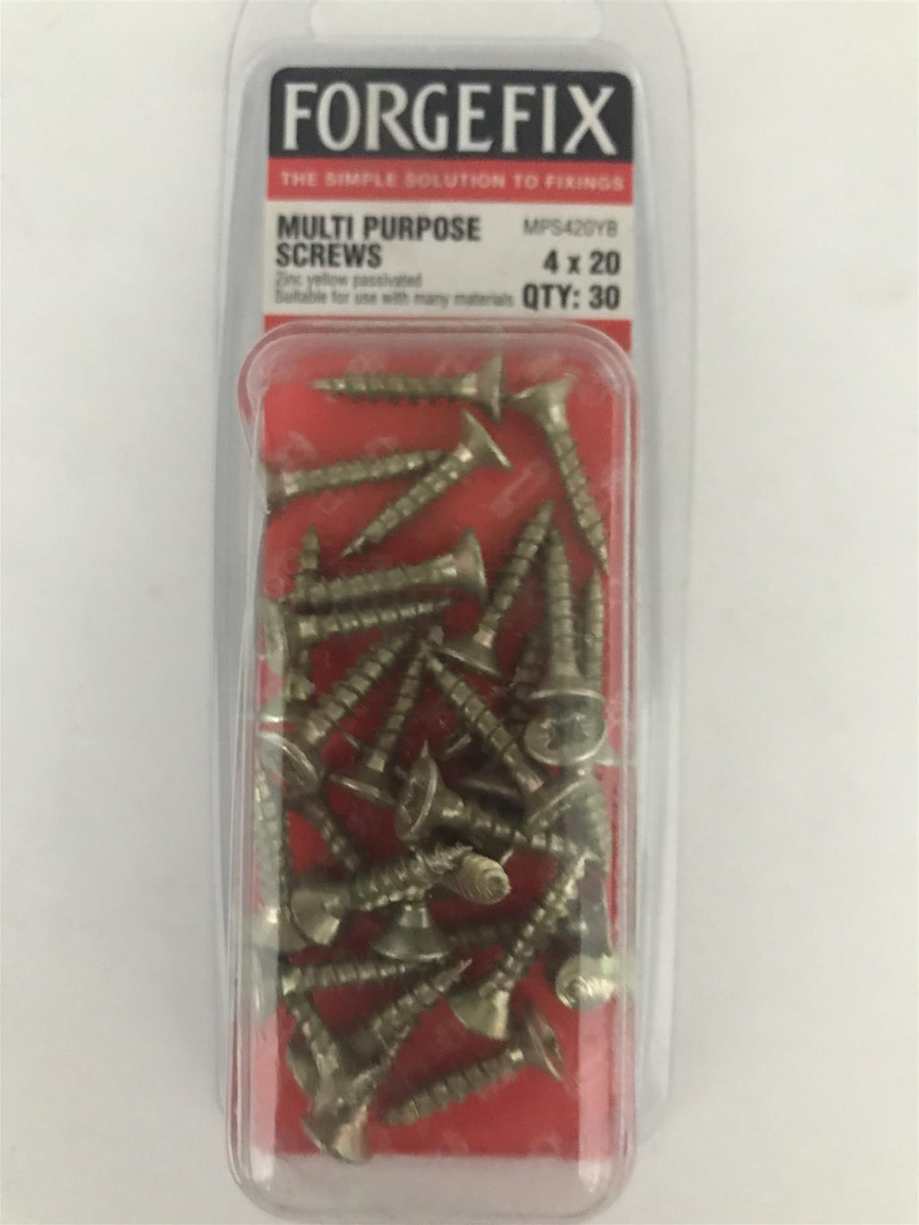 Forgefix 4 x 20 Multi-Purpose Screws  MPS420YB Pack 30