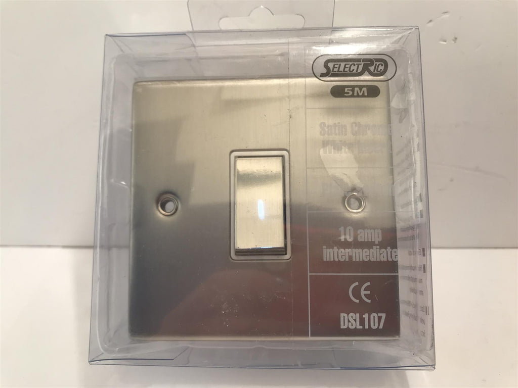 Satin Chrome 10A White Insert Plate Switch DSL107