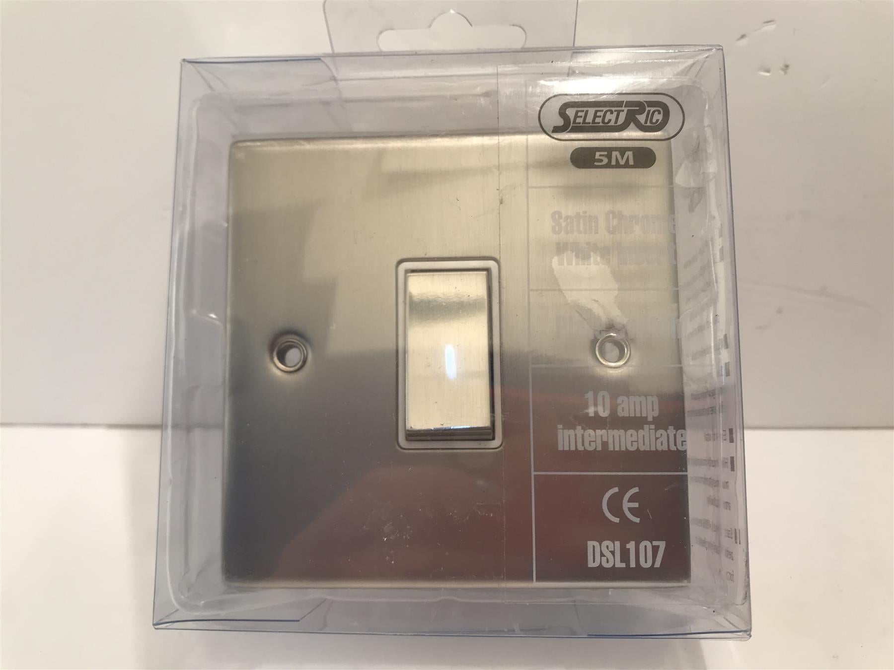 Satin Chrome 10A White Insert Plate Switch DSL107