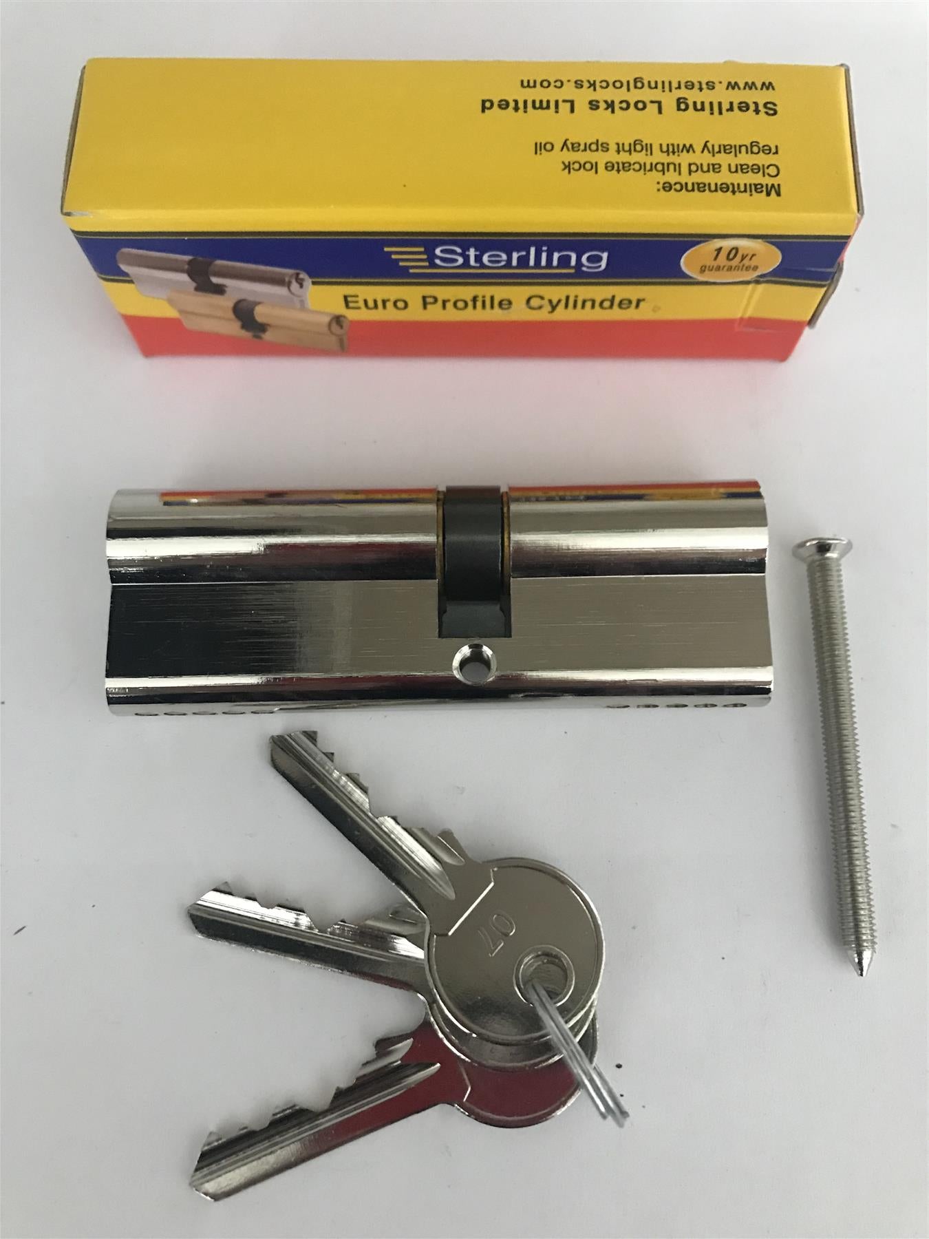 Sterling EPN4050 Double Euro 5 Pin Cylinder 90mm (40x50), Polished Nickel
