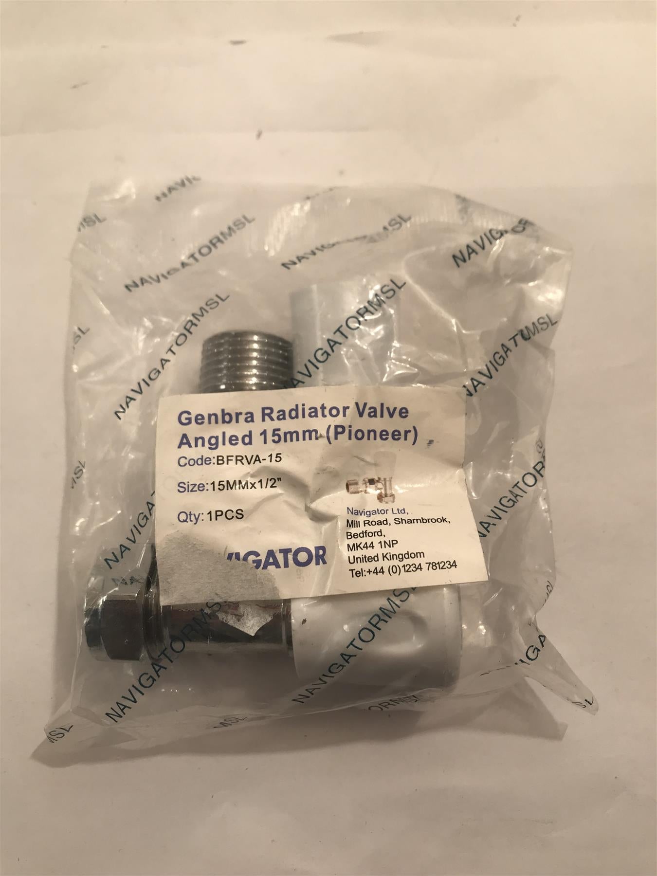 Navigator Genbra Radiator Valve Angled 15mm x 1/2" (Pioneer)  BFRVA-15
