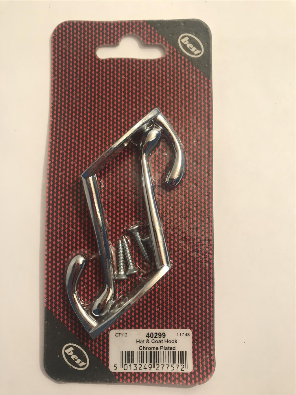 Best Hat & Coat Hook Chrome Plated  (2 Pack) 40299