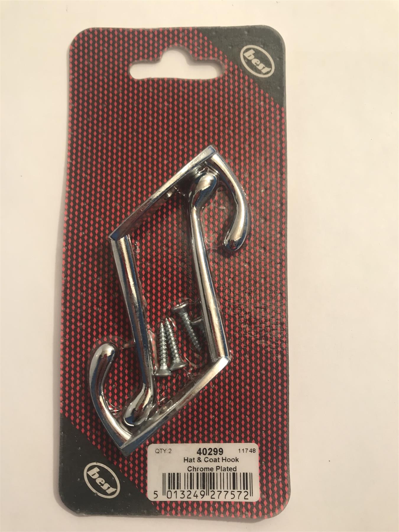 Best Hat & Coat Hook Chrome Plated  (2 Pack) 40299