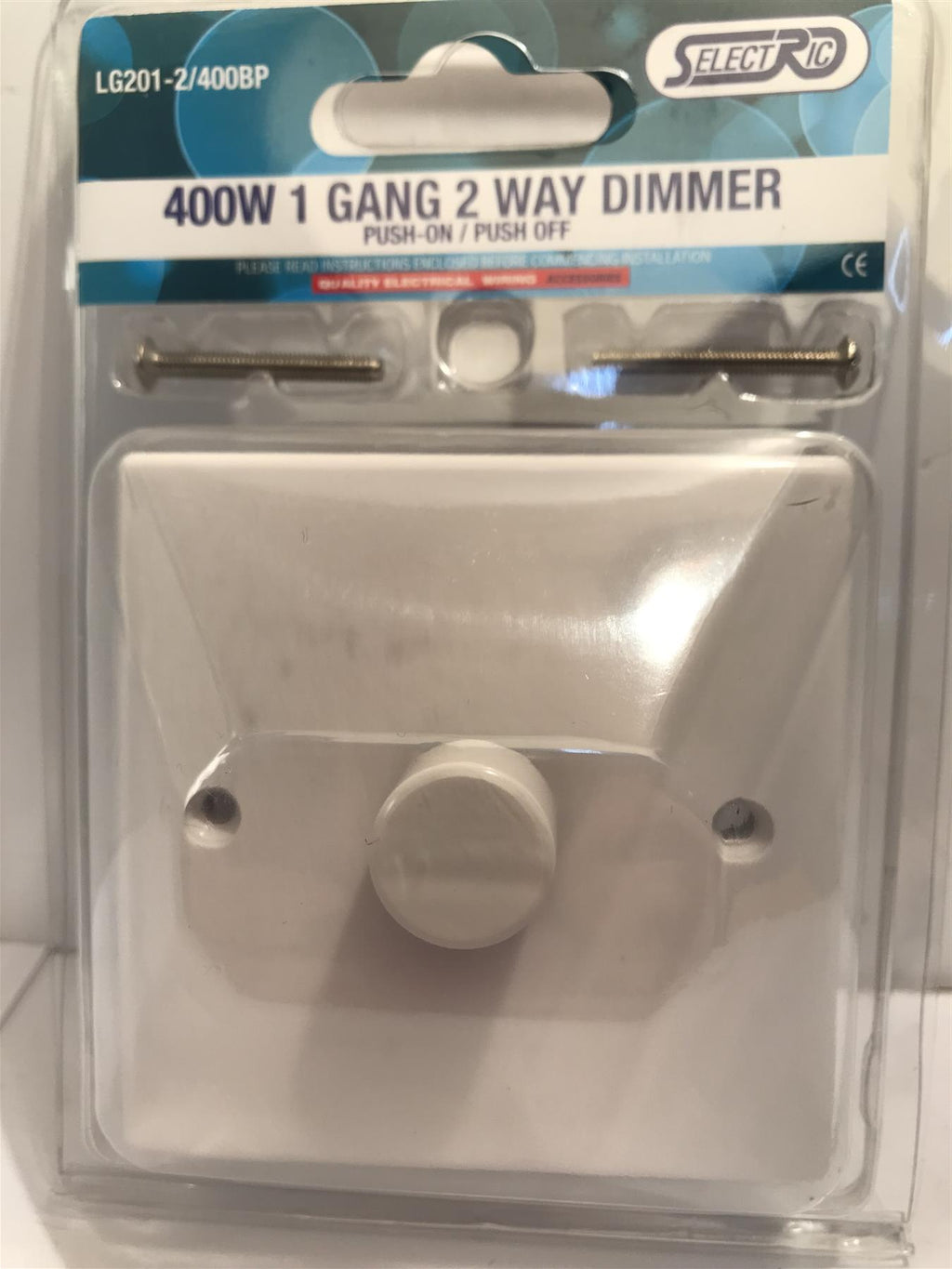 White Dimmer switch On Off Lighting 1Gang 2Way 400w LG201-2/400BP