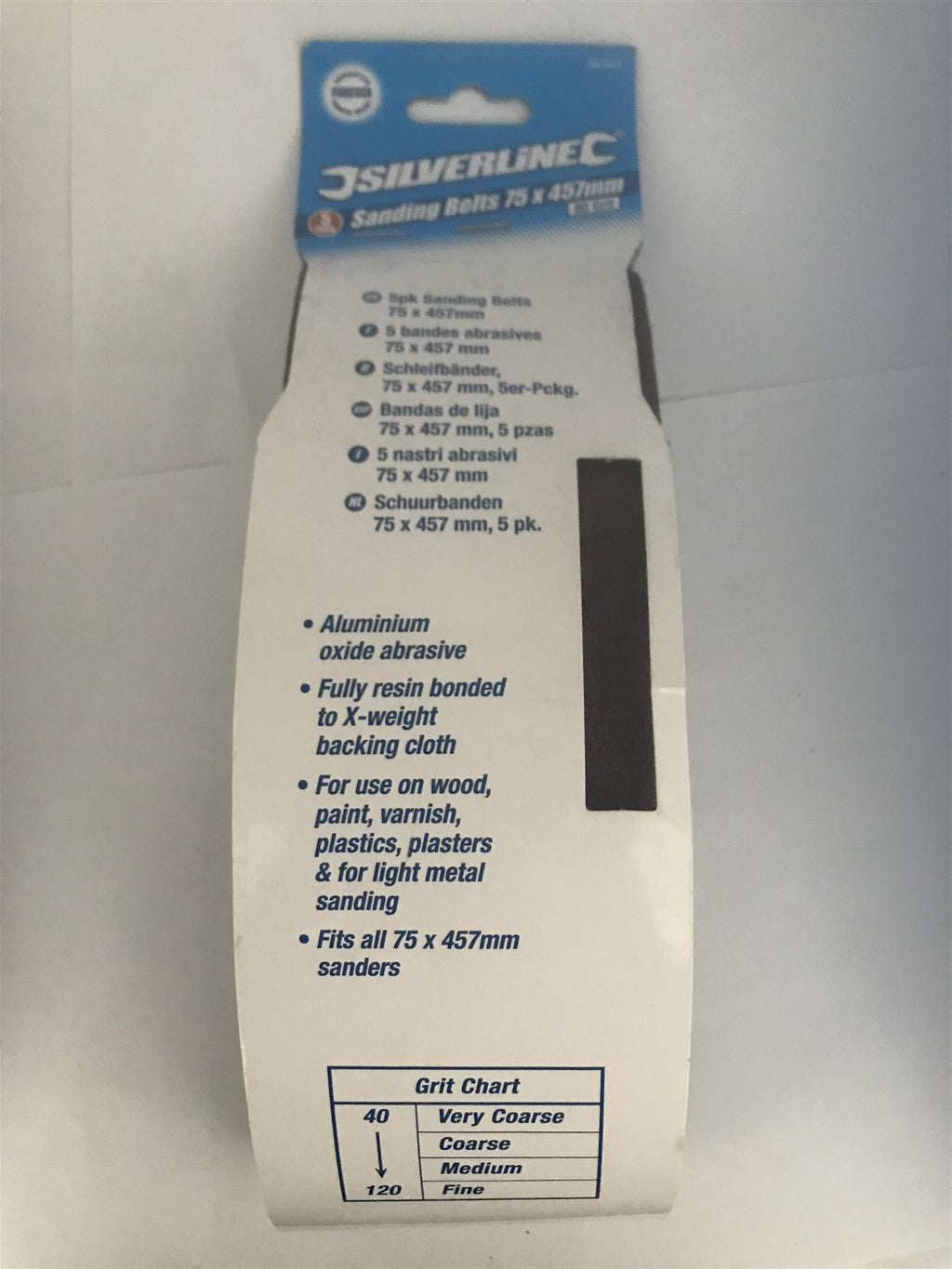 Silverline Sanding Belts 75 x 457 mm 5pk 80 Grit  862553