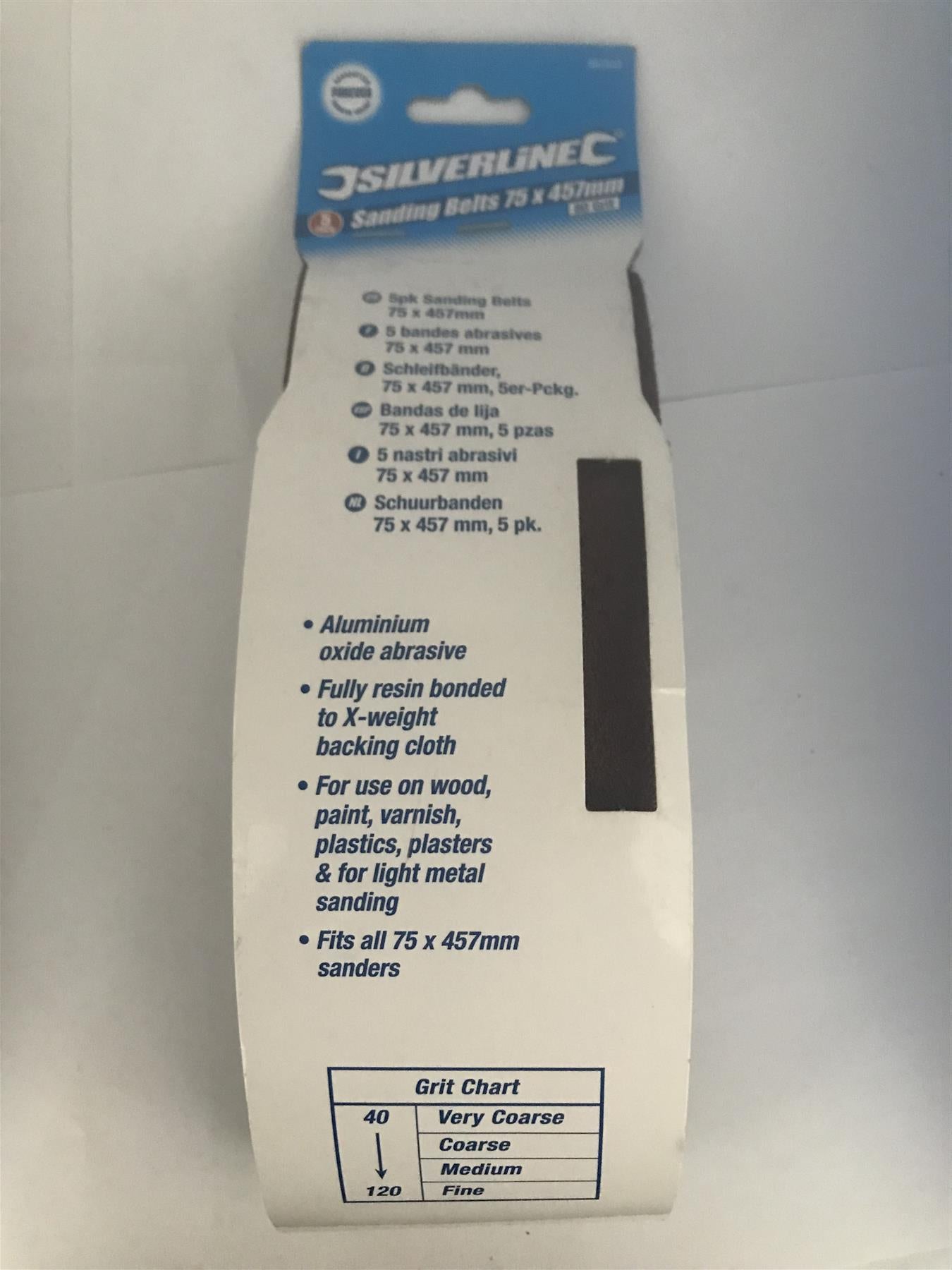 Silverline Sanding Belts 75 x 457 mm 5pk 80 Grit  862553