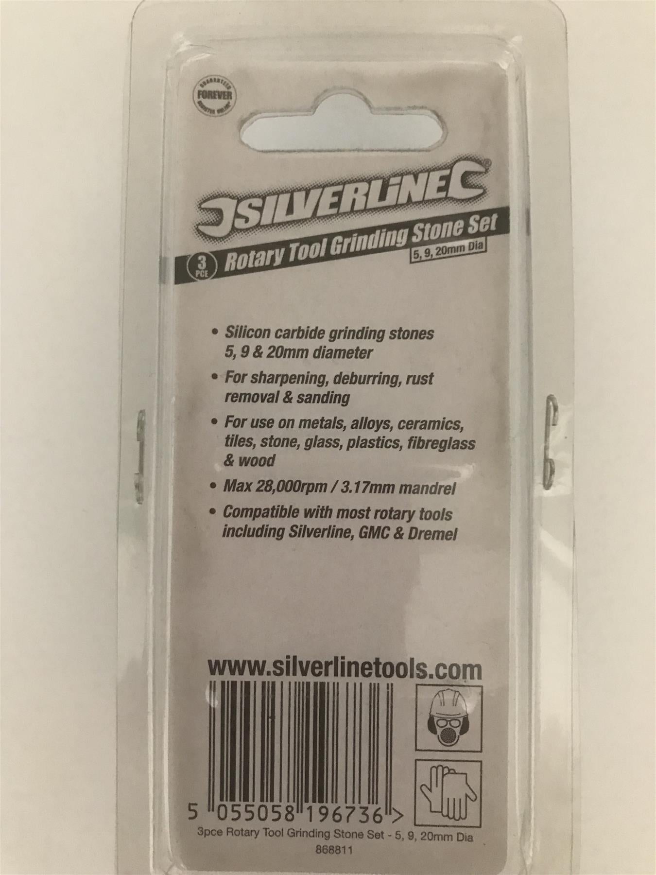 Silverline 3pc Rotary Tool Grinding Stone Set 5, 9, 20mm Dia  868811