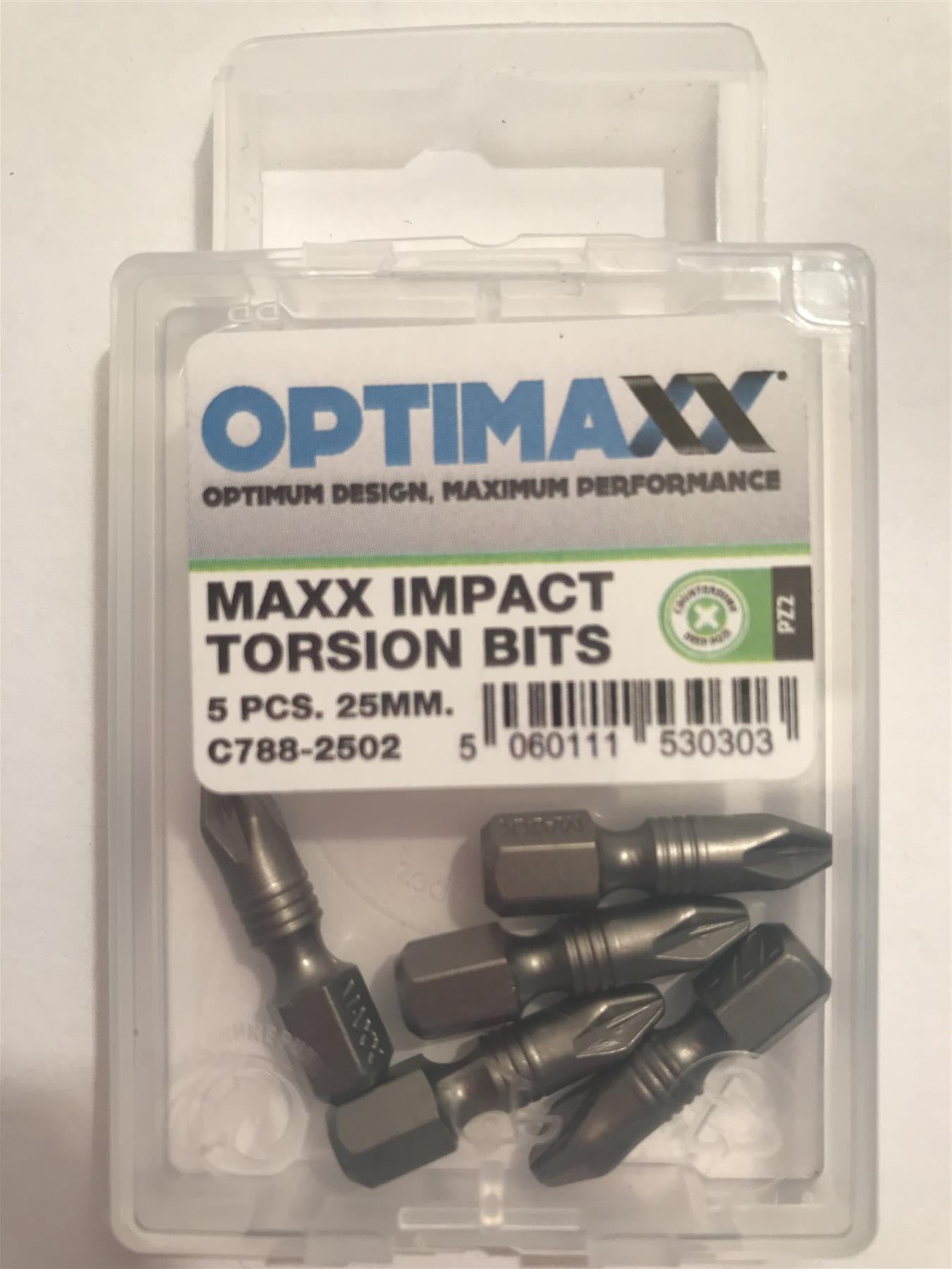 Optimaxx Impact Torsion Bits PZ2 25mm 5pc C788-2502
