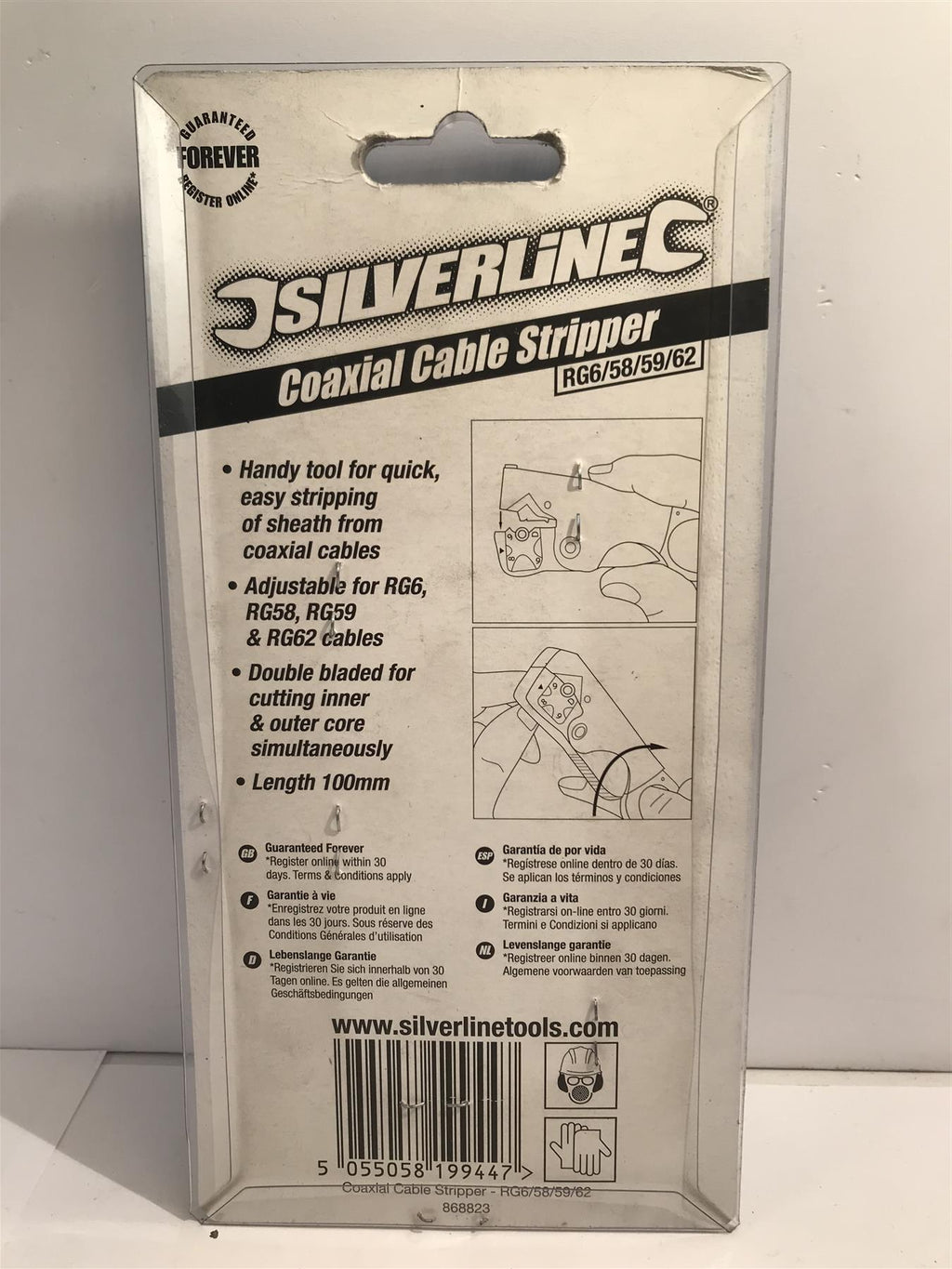 Silverline Coaxial Cable Strippers 100mm Stripping Capacity 4 - 12mm 868823