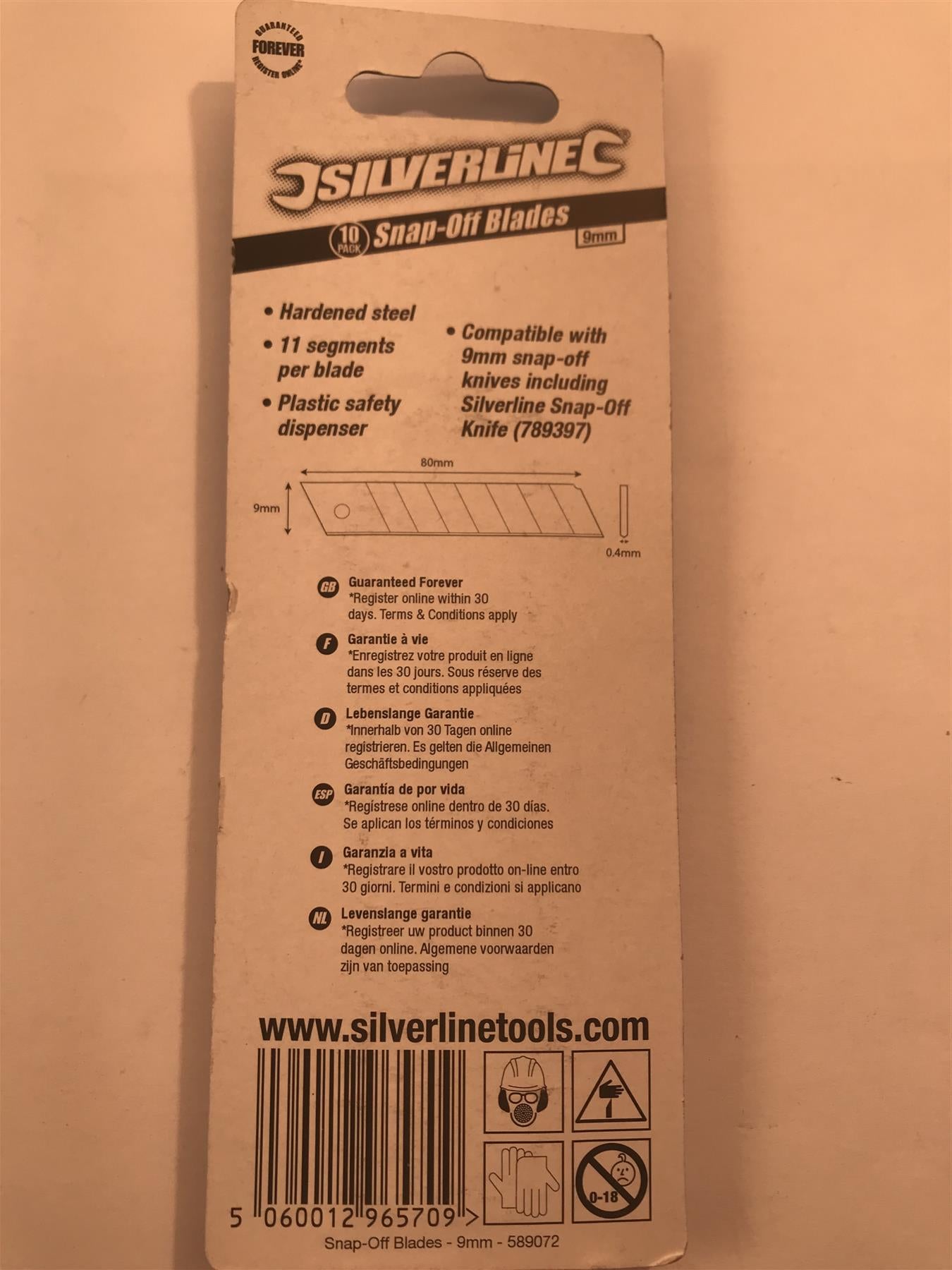 Silverline 589072 9mm Snap-Off Replacements Pack of 10
