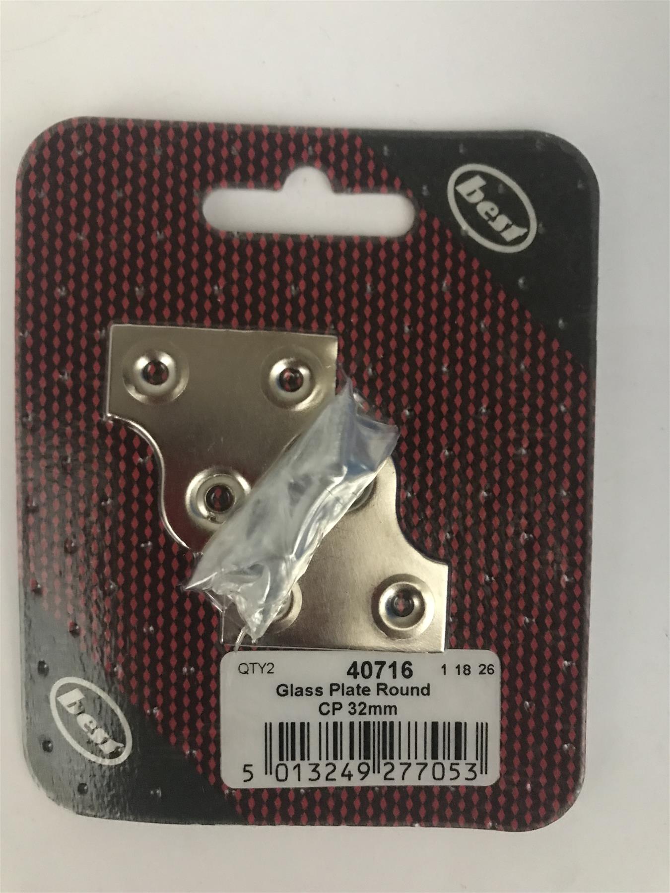 Best 32mm Glass Hanging Plate Round Chrome Plated (2 Pk) 40716