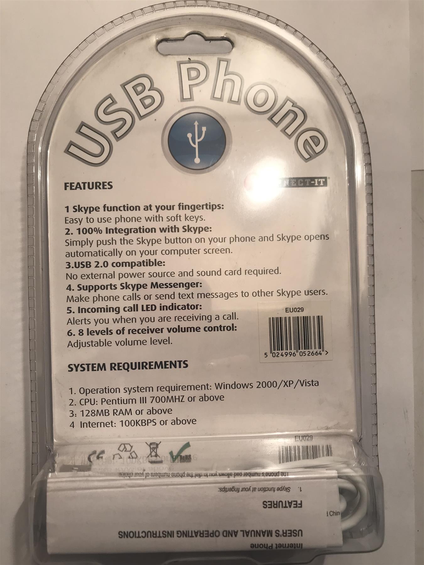 Connect-It USB Phone/Skype Handset White  EU029
