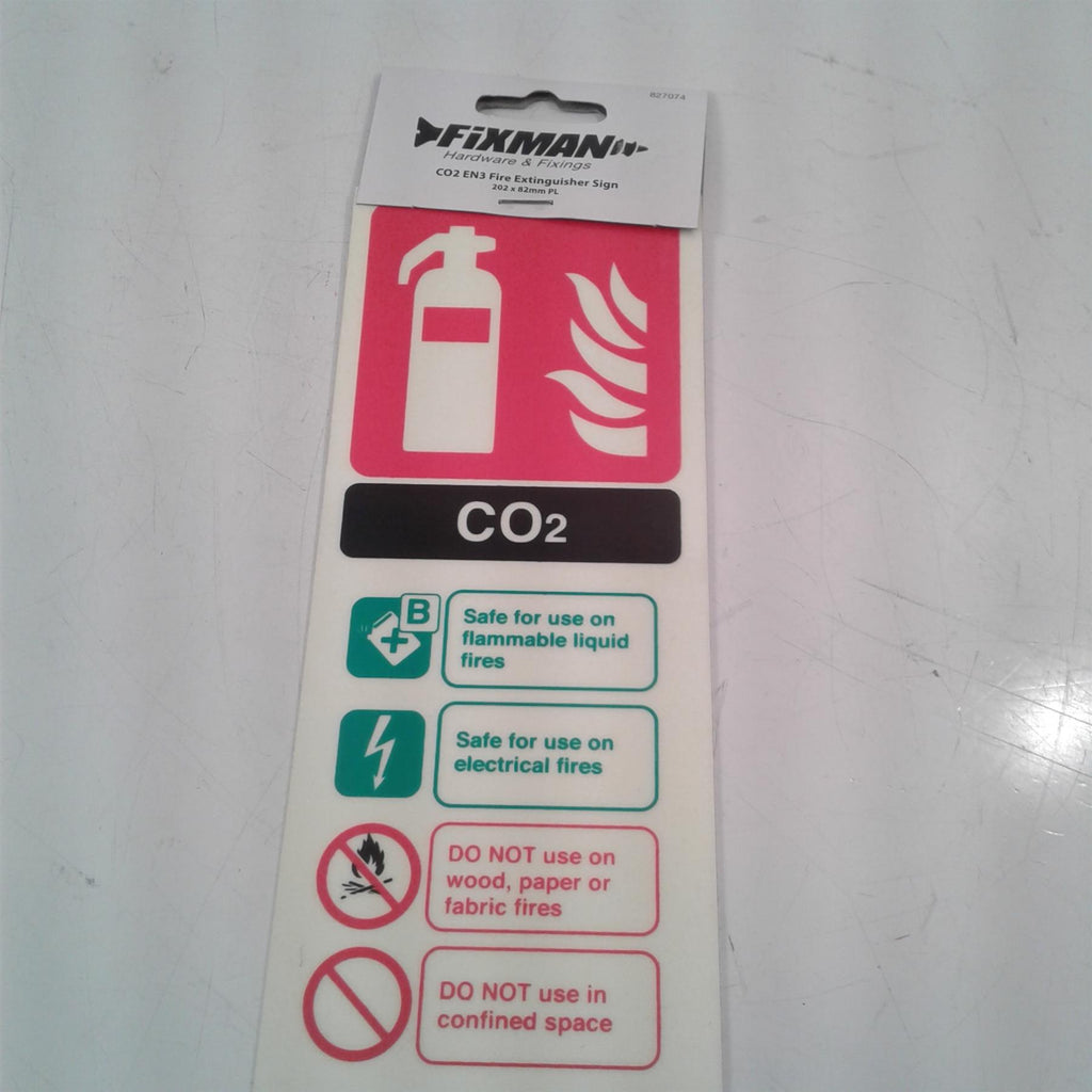 CO2 EN3 Glow in the Dark Fire Extinguisher Sign 202 x 82mm Rigid