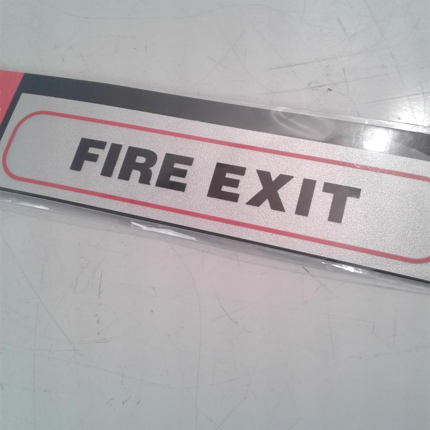 Fire Exit - Brushed Metallic Adhesive Sign