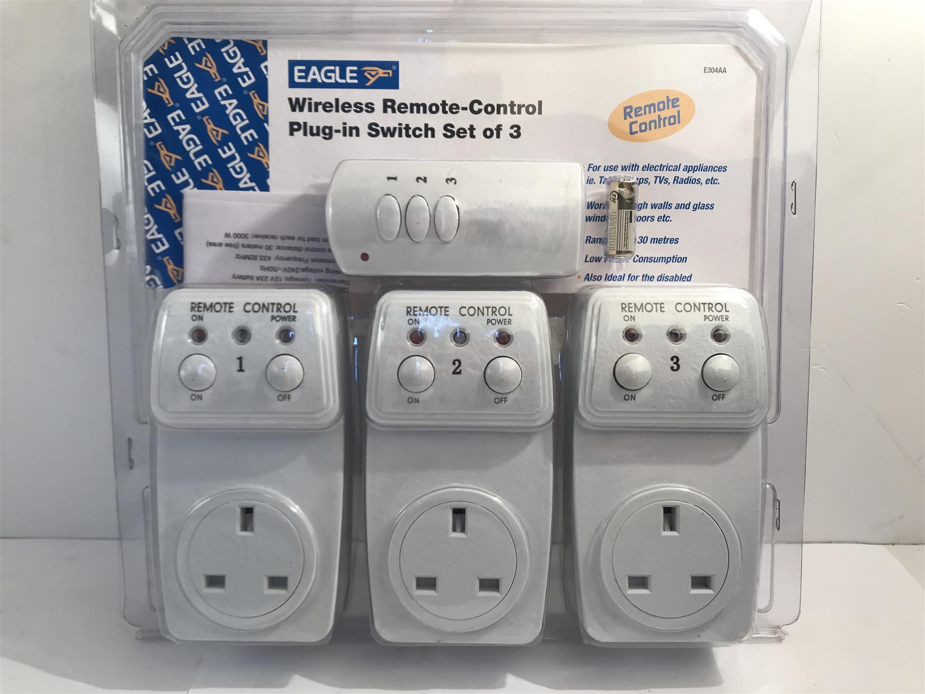 Eagle Wireless Remote Control Plug-In Switch Set of 3  E304AA