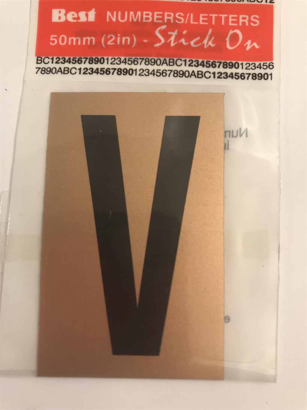 Best Gold/Black Letter V Self Adhesive 1" x 2"