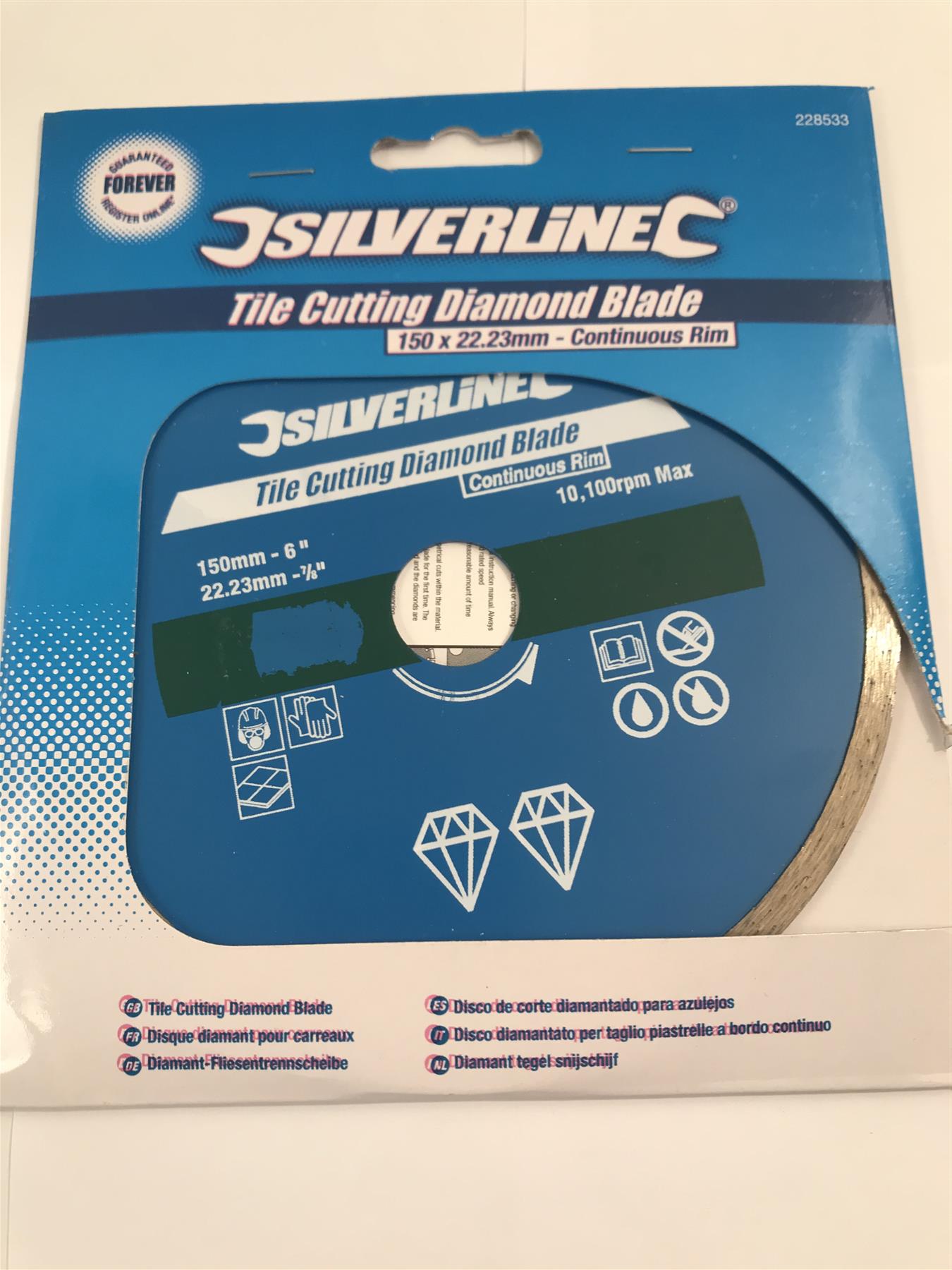 Silverline Tile Cutting Diamond Blade 150 x 22.23mm - Continuous Rim 228533