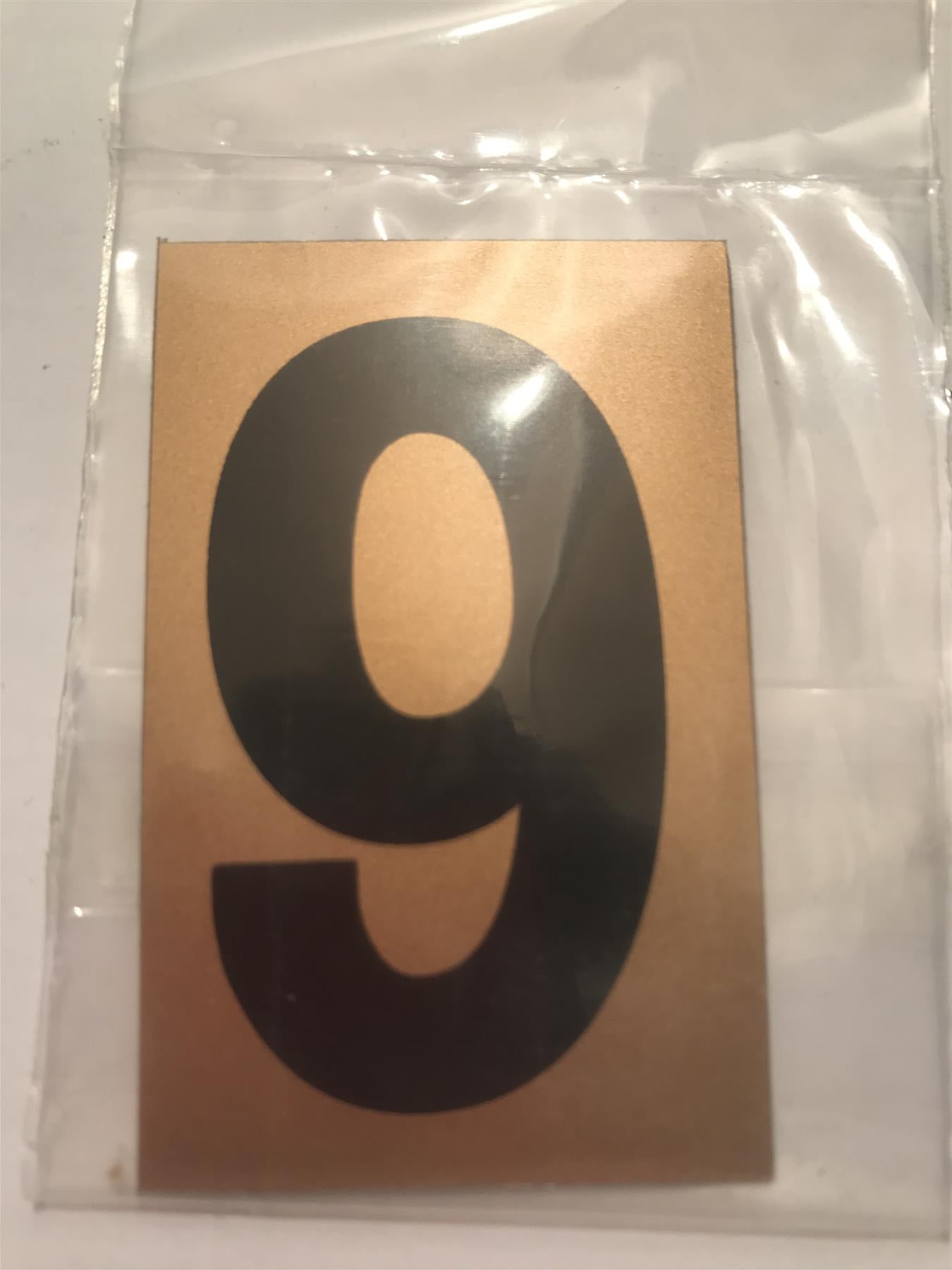Gold/Black Number 9 Self Adhesive 1" x 2"