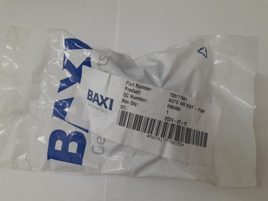 BAXI DUO TEC BOILER AIR VENT VALVE 720777601