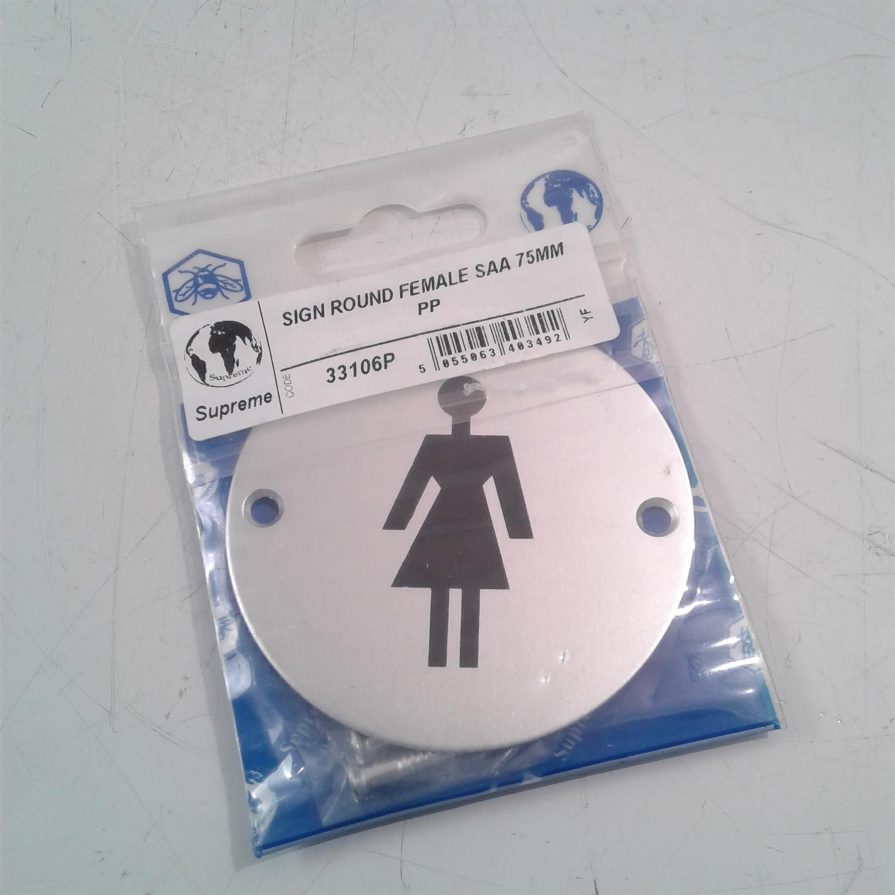 Supreme Round Female WC Sign with screws