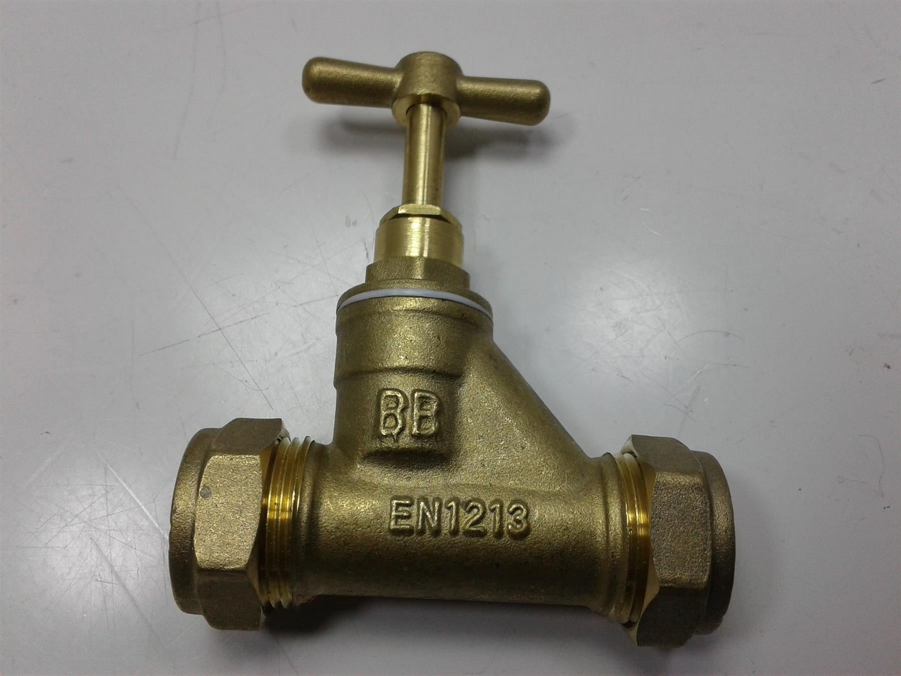 BRASS MAINS STOPCOCK 22mm STOP COCK COMPRESSION TAP