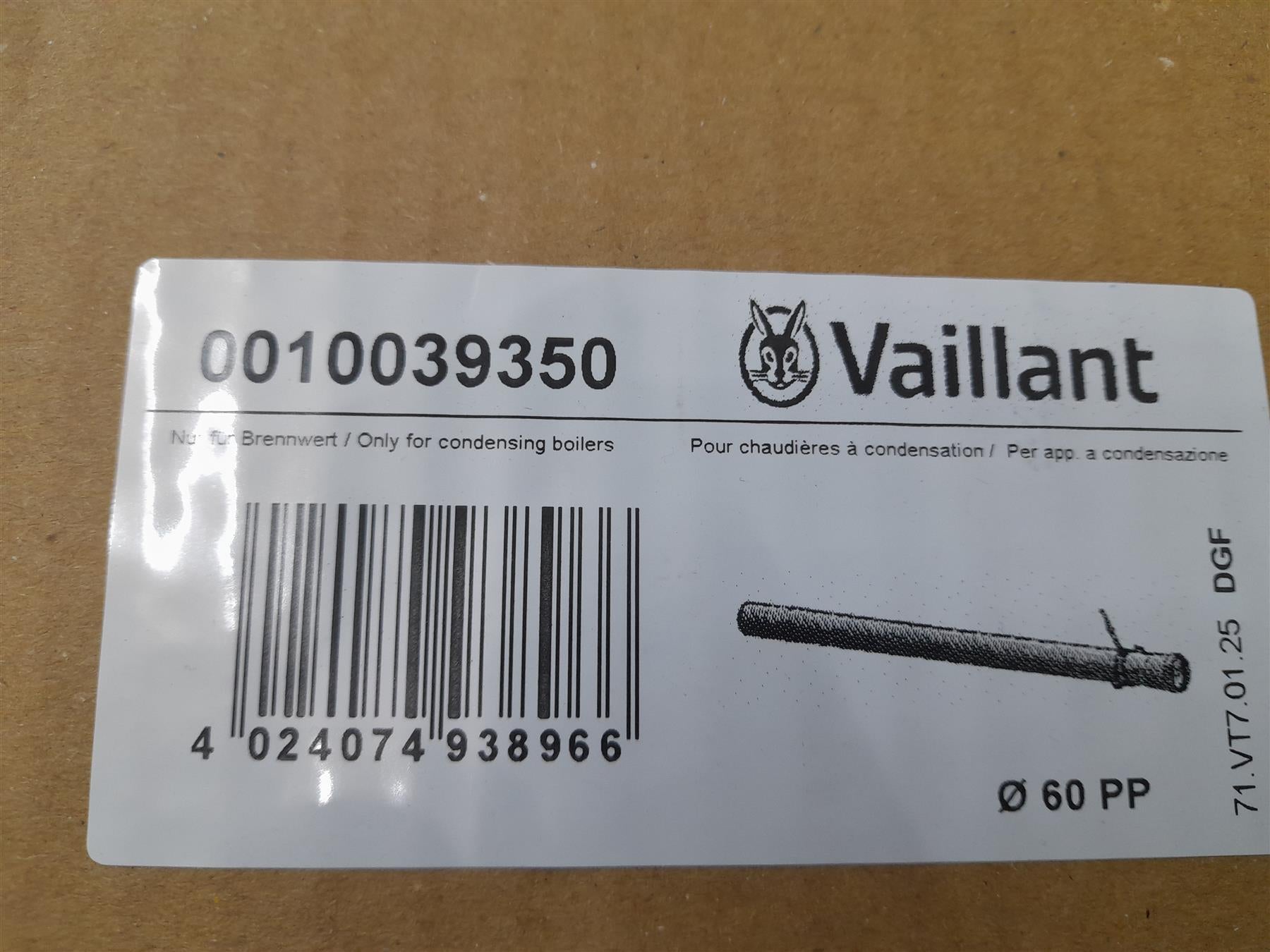 Vaillant 0010039350 Extension Plume 1m Black