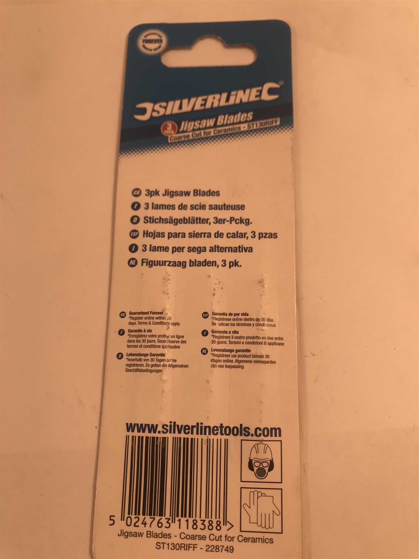 Silverline 3 Pack Jigsaw Blades Coarse Cut for Ceramics ST130RIFF 228749