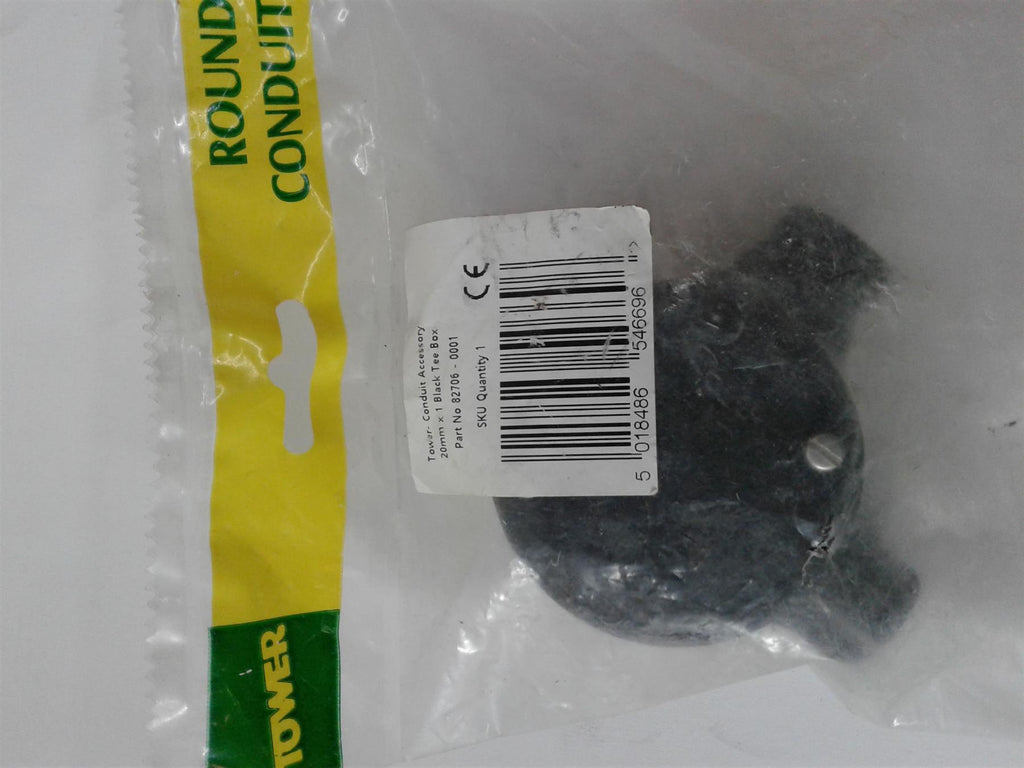 NEW Tower 20mm 3 Way Tee Box Black Round Conduit 82706-0001