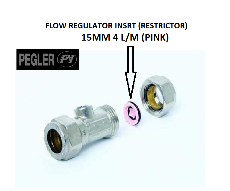 NEW PEGLER Flow Insert 15mm compression fit 4 L/M (PINK) 13779