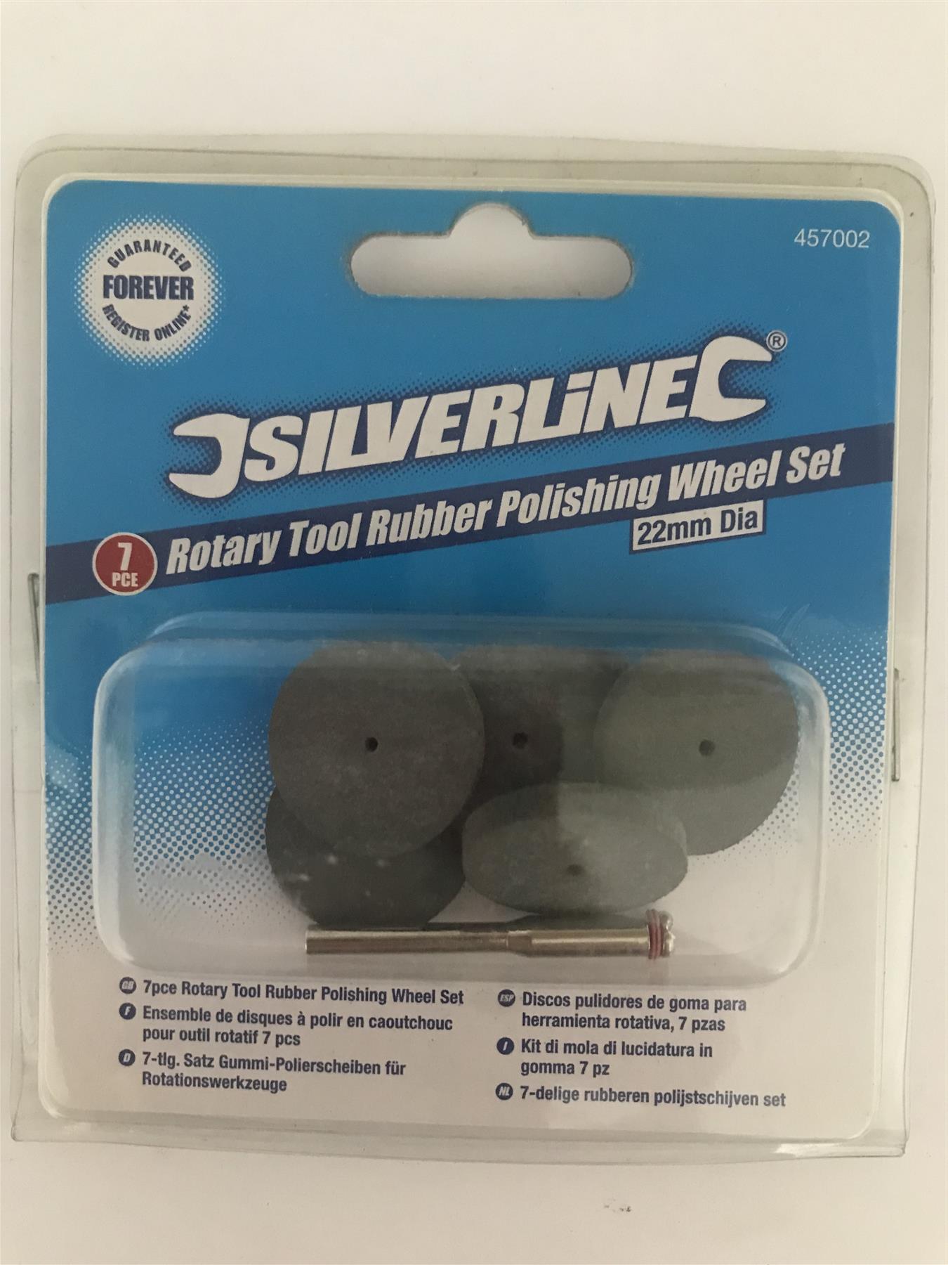 Silverline 7pc Rotary Tool Rubber Polishing Wheel Set 22mm Dia  457002