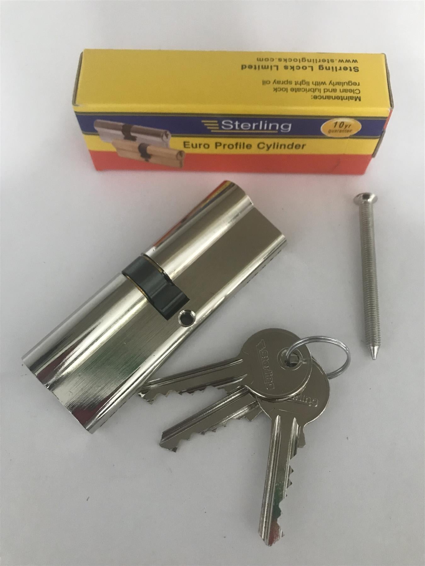 Sterling EPN4545 Double Euro 5 Pin Cylinder 90mm (45x45), Polished Nickel