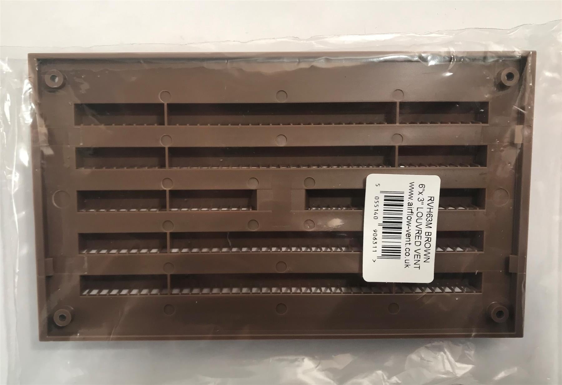 Airflow 6" x 3" Louvred Air Vent RVH63M Brown
