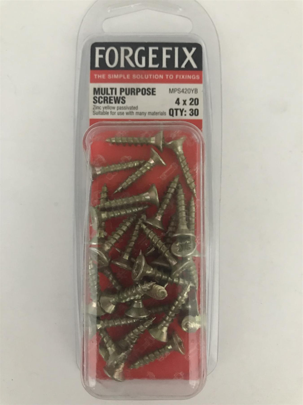 Forgefix 4 x 20 Multi-Purpose Screws  MPS420YB Pack 30