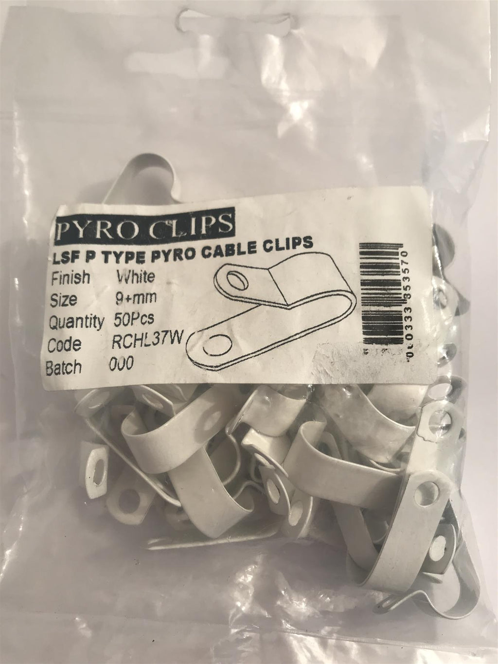 Deligo LSF Coated White Pyro Cable Clips 9mm RCHL37W (50 Pack)