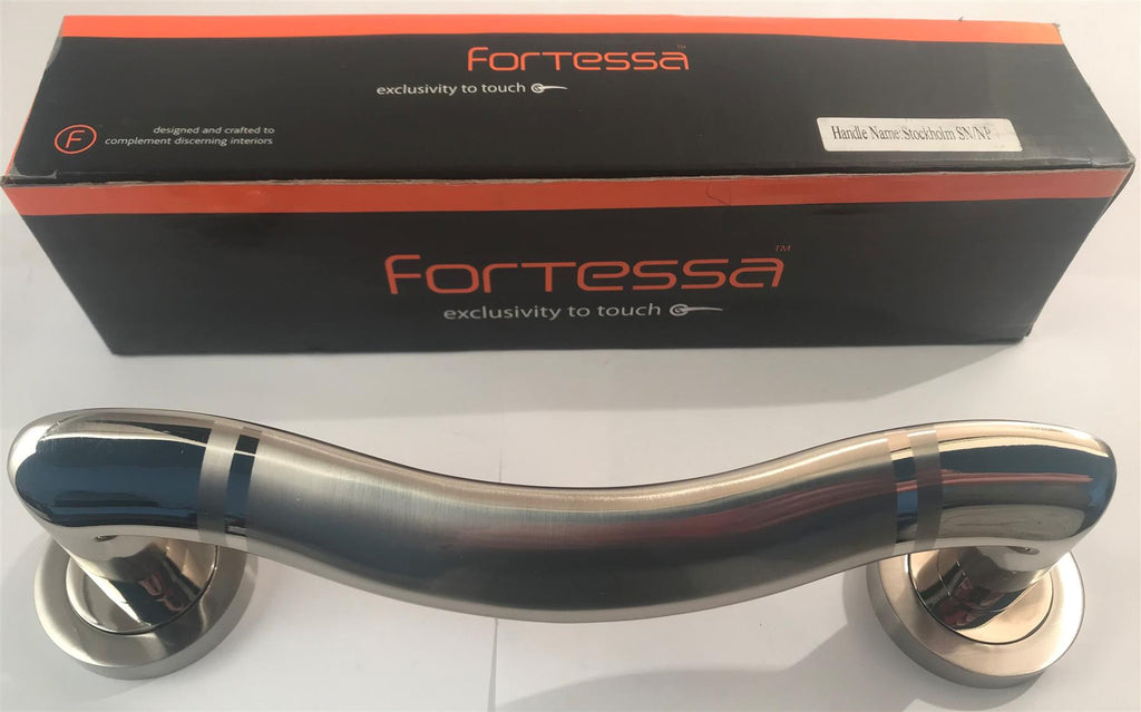 Fortessa  FACSTO-SN/NP Stockholm Door Handle Satin Nickel/Nickel Polished